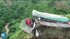 Truck falls off runaway ramp, driver saved by huge net