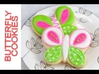 Pretty Lime  Green and Hot Pink Butterly Cookies Tutorial, Decorating with Royal Icing