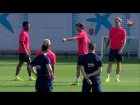 FC Barcelona training session: Hold final session before league season kicks off