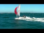 420 sailing reach with spinnaker 35+ knots
