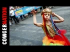NYC GAY PRIDE PARADE: 8 year old boy struts and twirls for homosexuality.