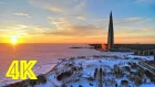 Зимний Санкт-Петербург аэросъёмка 4K/  Bird's Eye View of Winter St-Petersburg 4K (Drone)