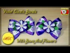 Violet elastic bands with bows and flowers in the kanzashi style, master class