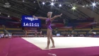Angelina Melnikova on floor during training at the 2018 World Gymnastics Championships