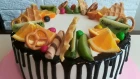 Бисквитный торт с фруктами/ Фруктовый торт/ Как собрать и украсить торт в домашних условиях