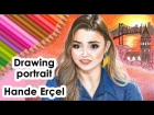 Drawing portrait of Hande Erçel - Hande Erçel 'Hayat' portre