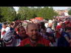 Hungary fans and national team celebrate first win in World Championship 2016 (vs Belarus 5:2)