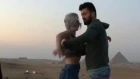 Sara Lopez and Ronie Saleh dancing at the Pyramids