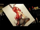 SPEED PAINTING - FAIRY TAIL - ERZA SCARLET - BUNNY GIRL
