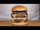 Double Rib Eye Steak Burger - Grilled on the Napoleon TravelQ PRO