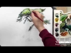 How to paint the pine tree by Um KyoungHo