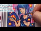 Star Shower - Galaxy Watercolor + Gouache mini painting Timelapse [how to use Masking Fluid]