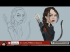 How to draw and color Katniss Everdeen