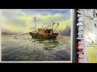 Watercolor Painting Demonstration : Little Boat on the Sea