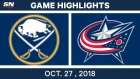 NHL Highlights | Sabres vs. Blue Jackets - Oct. 27, 2018